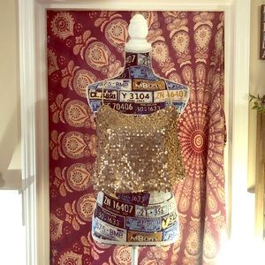 Gold sequin crop top